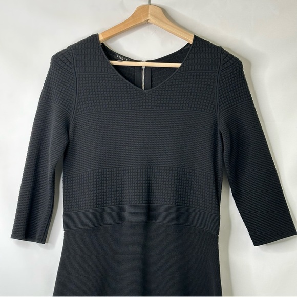 Talbots Women’s Black Sweater Sheath Dress Modest V Neck 3/4 Sleeve Sz M Petite - Picture 5 of 9